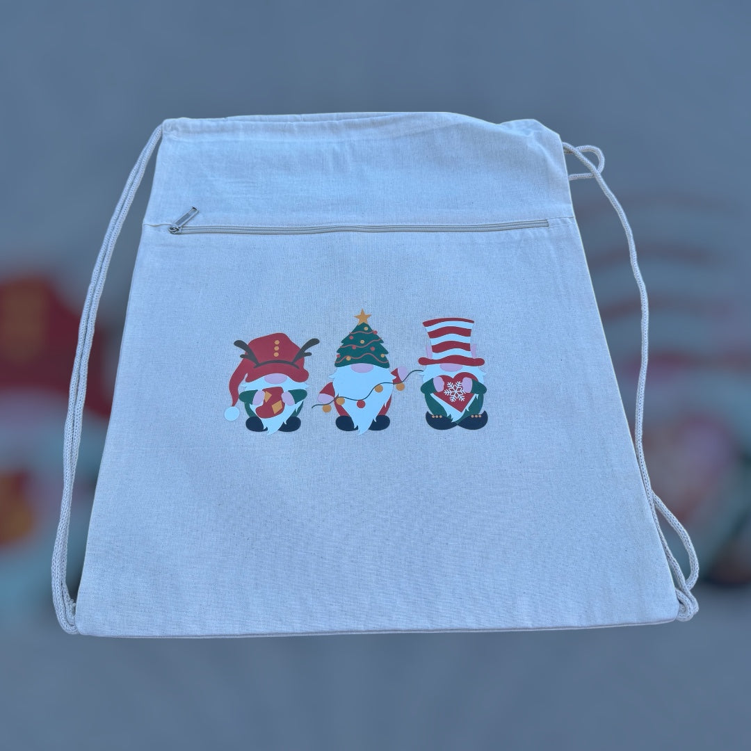 Beige Book And Travel Christmas Tote With Adjustable Straps