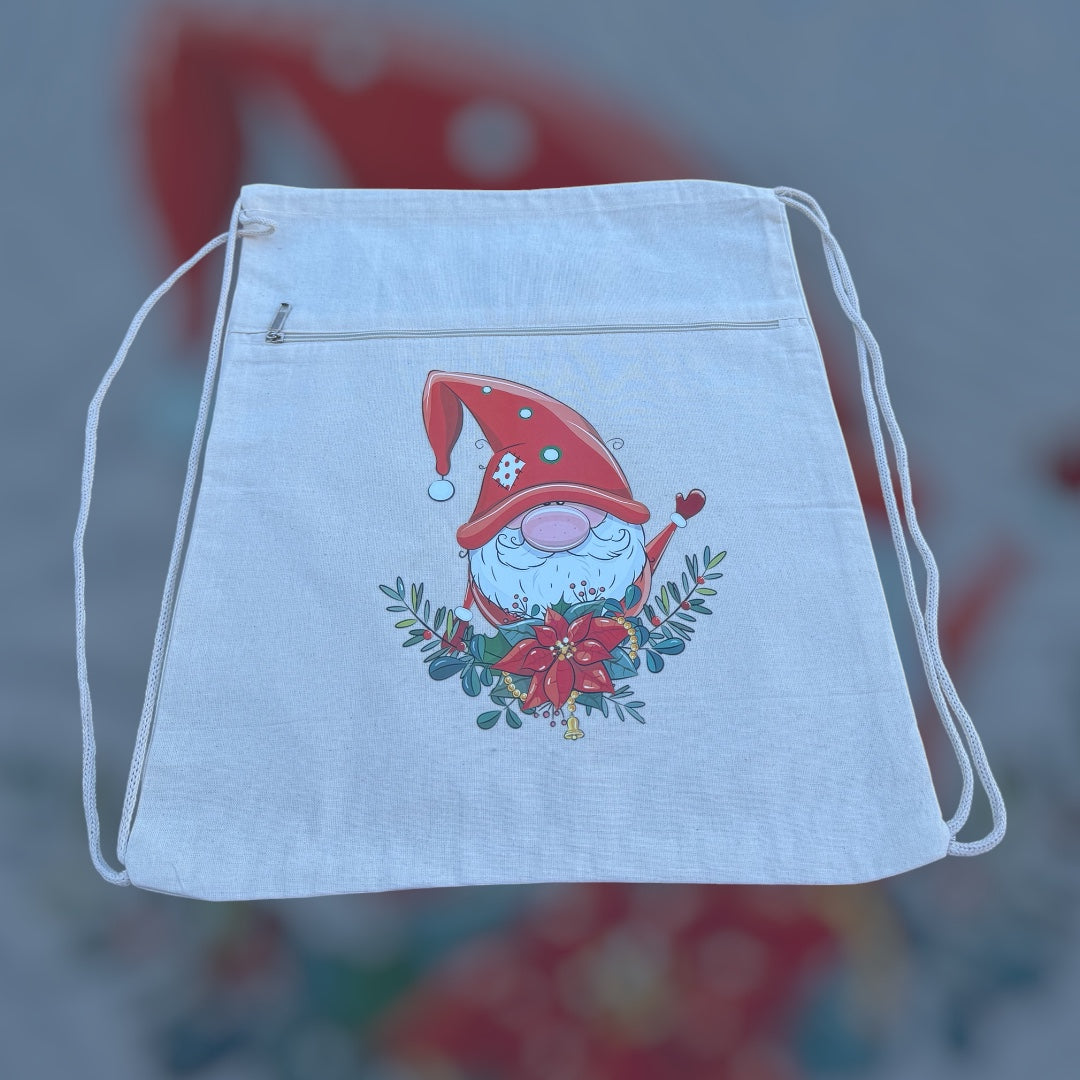 Beige Book And Travel Christmas Tote With Adjustable Straps