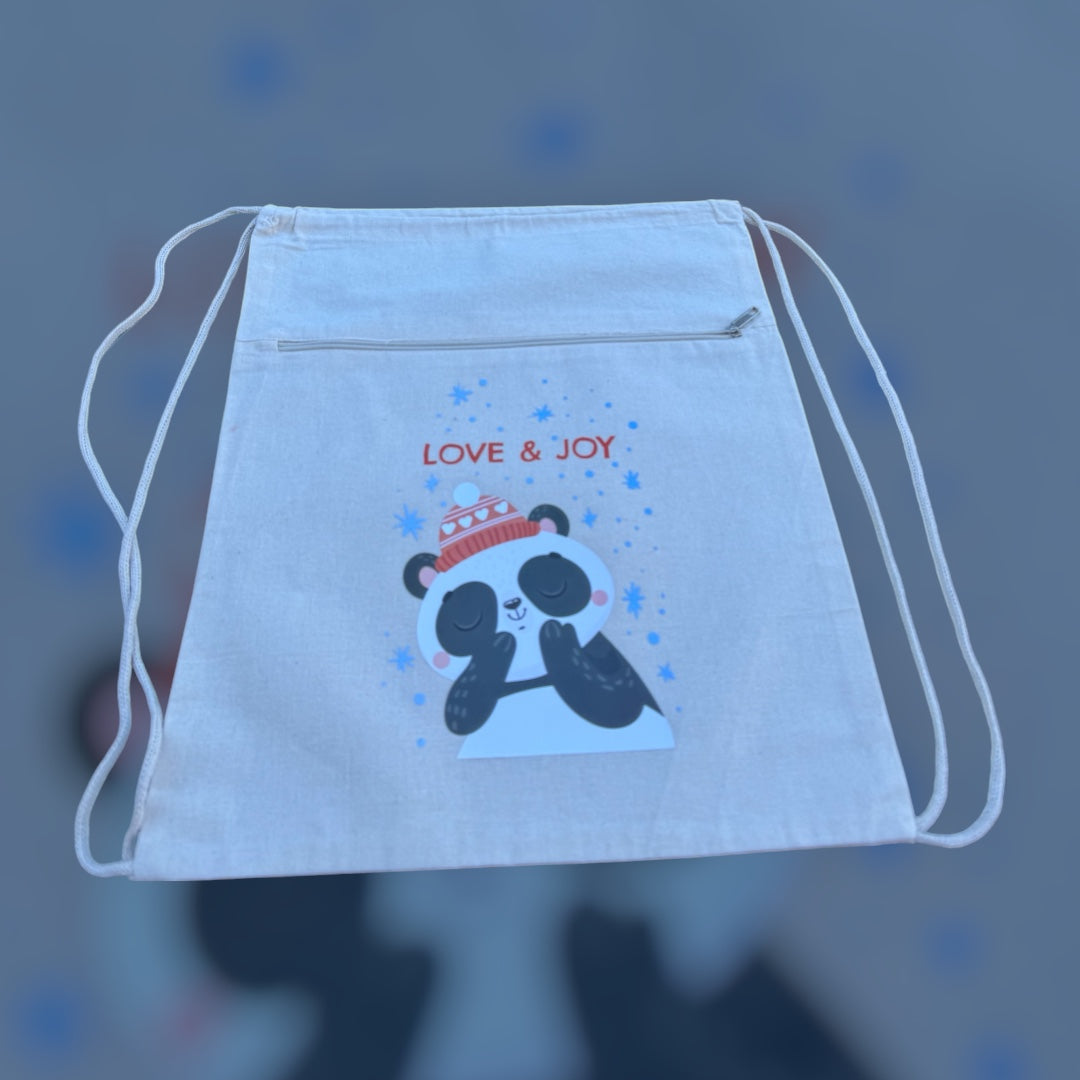 Beige Book And Travel Christmas Tote With Adjustable Straps