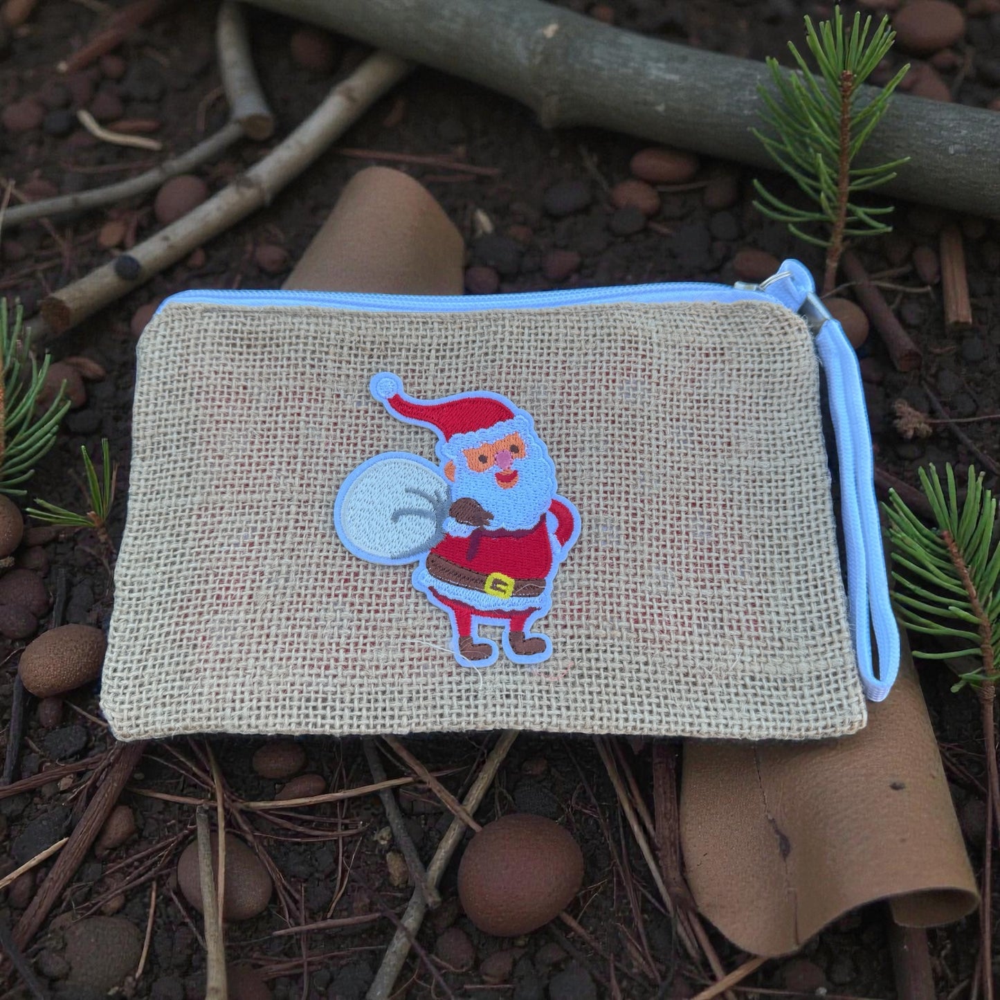 Burlap Christmas Clutch And Cell Phone Holder