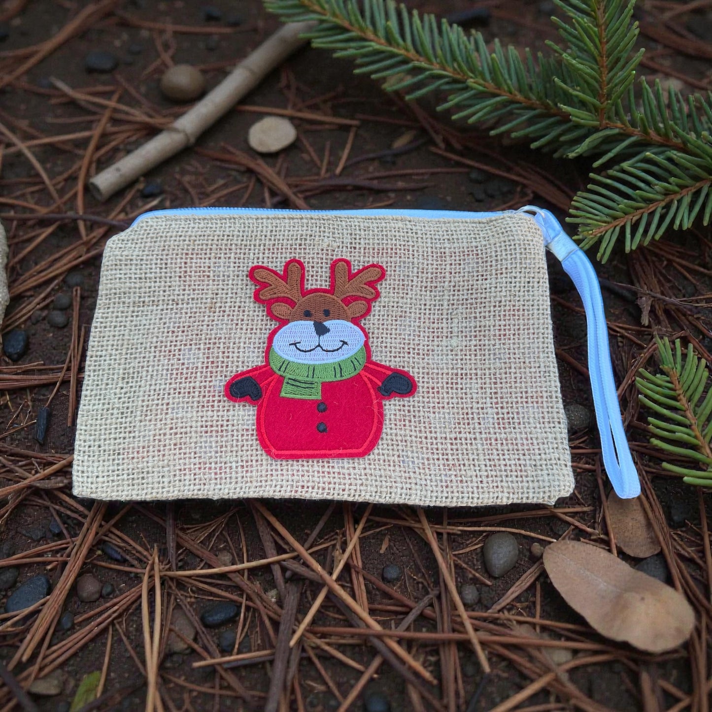 Burlap Christmas Clutch And Cell Phone Holder