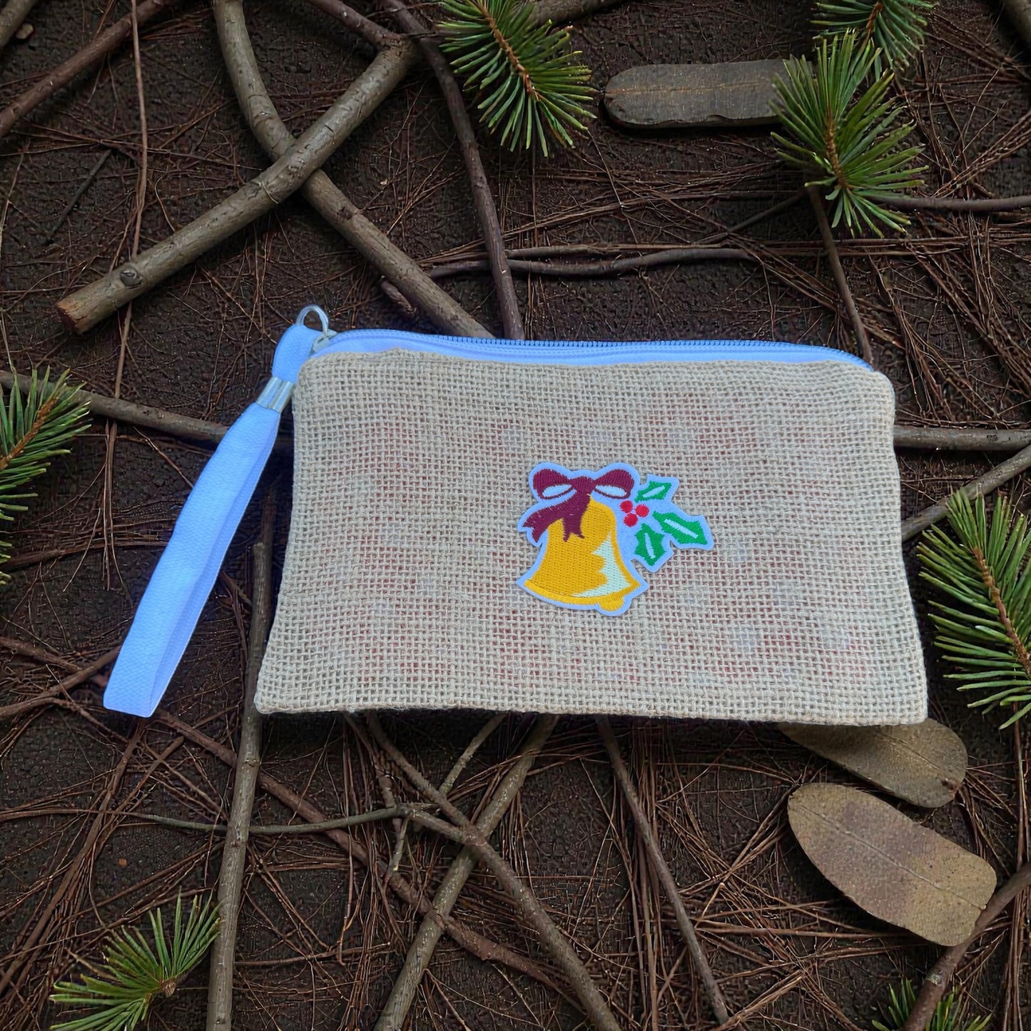 Burlap Christmas Clutch And Cell Phone Holder