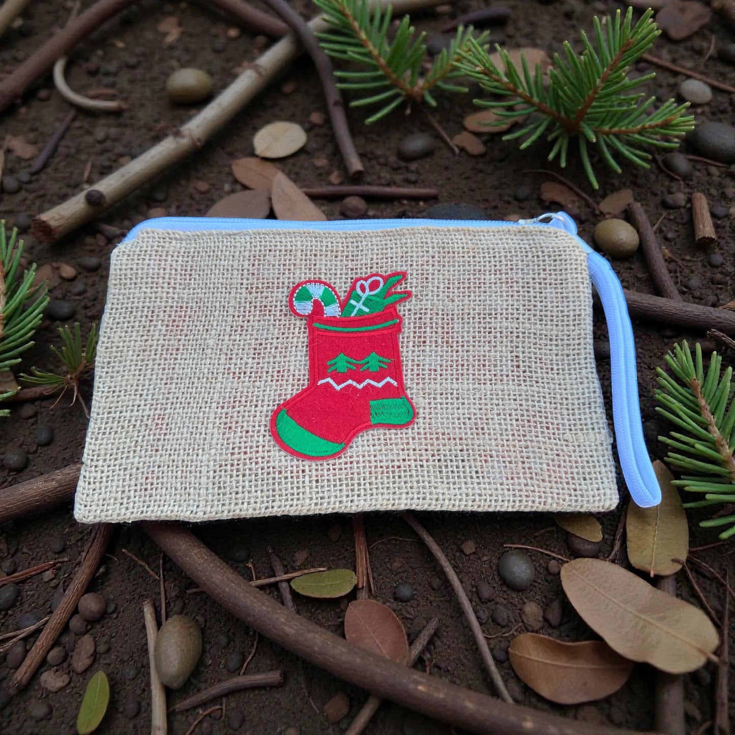 Burlap Christmas Clutch And Cell Phone Holder