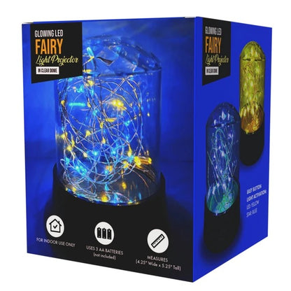 Large Glowing LED Fairy Lights Projector in Plastic Clear Dome