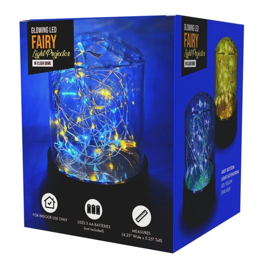 Large Glowing LED Fairy Lights Projector in Plastic Clear Dome