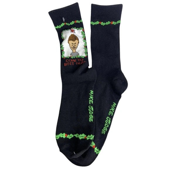 1 Pack Bevis & Butt-Head Christmas Mens Crew Socks Size 10-13