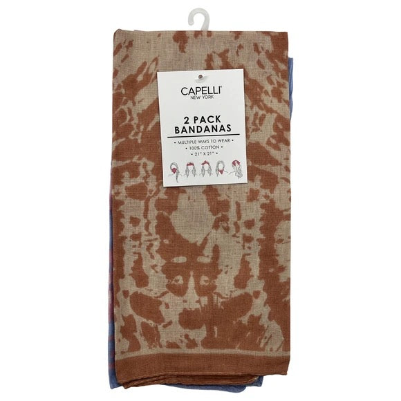 2 Pack Multi Tie Dye Bandana