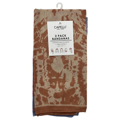 2 Pack Multi Tie Dye Bandana