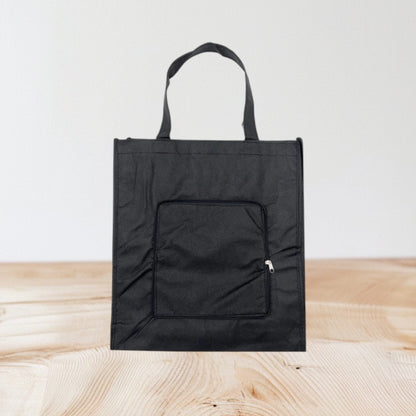 15" X 13 1/4" Black Canvas Folding Tote/ Grocery Bag