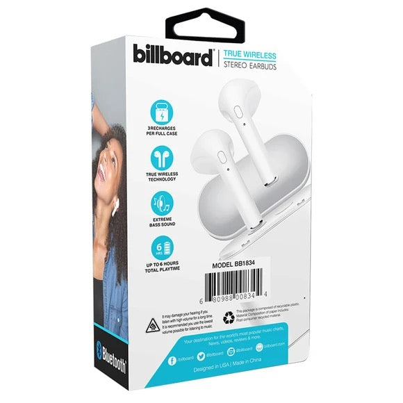 Billboard Bluetooth Wireless Earbuds With Charging Case