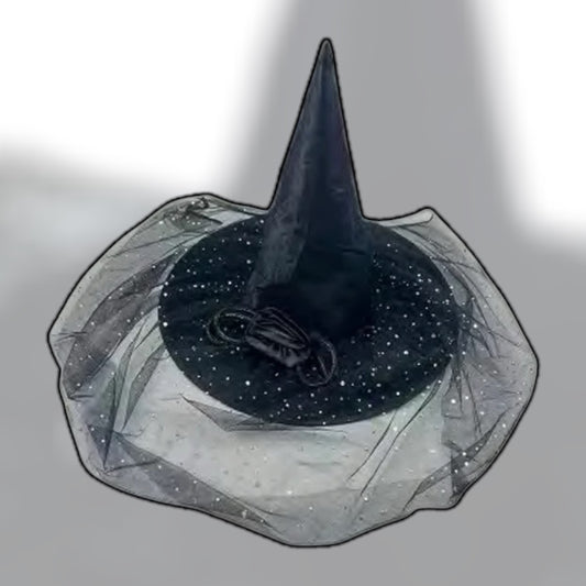 Black Spider Web Witch Hat With Rose And Black Lace