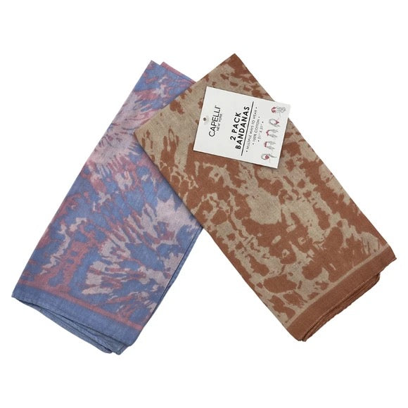2 Pack Multi Tie Dye Bandana