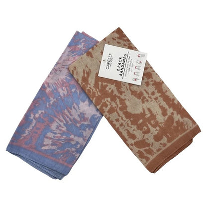 2 Pack Multi Tie Dye Bandana