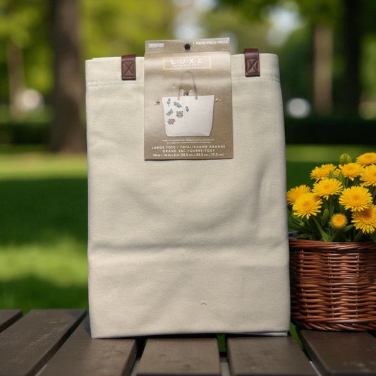 LUXE Large Cotton Natural Canvas Tote Bag