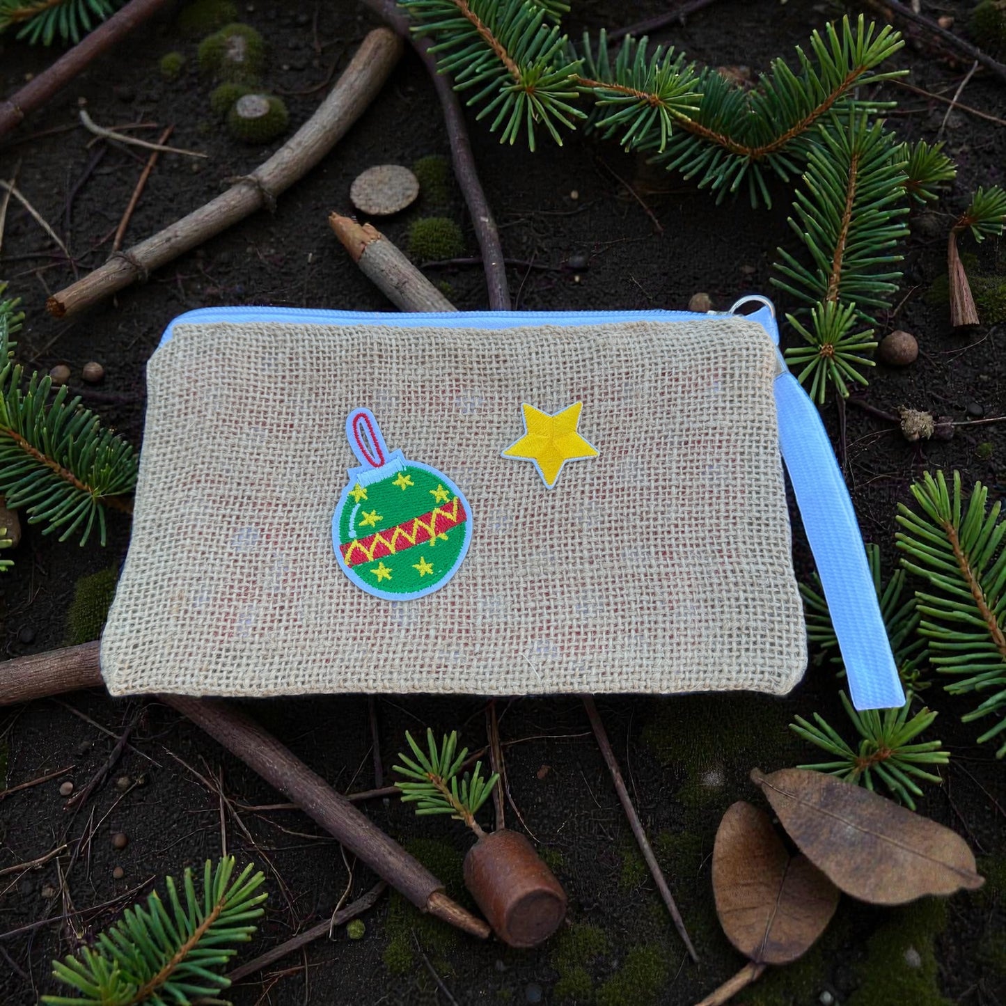 Burlap Christmas Clutch And Cell Phone Holder