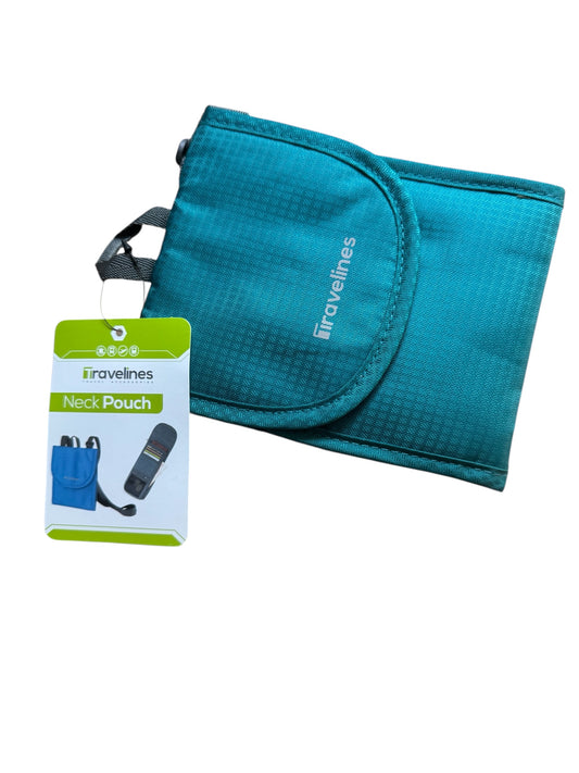Travelines Teal Travel Neck Pouch Clip Strip