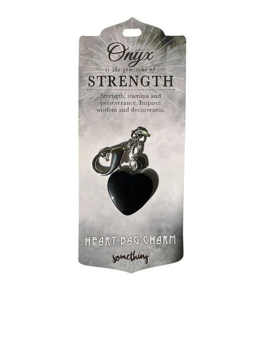 ONYX HEART BAG CHARM - STRENGTH