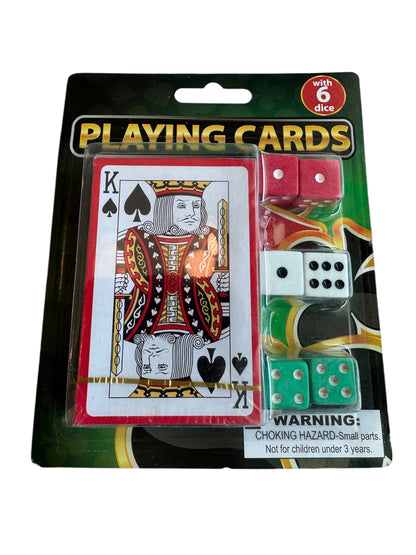 Casino Style Playing Cards With 6 Dice Clip Strip