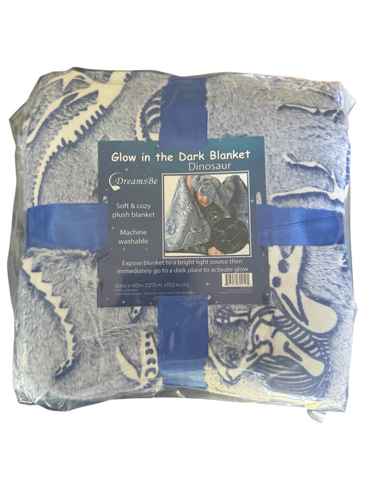 DreamsBe 50" x 60" Glow In The Dark Dinosaur Themed Childrens Blanket