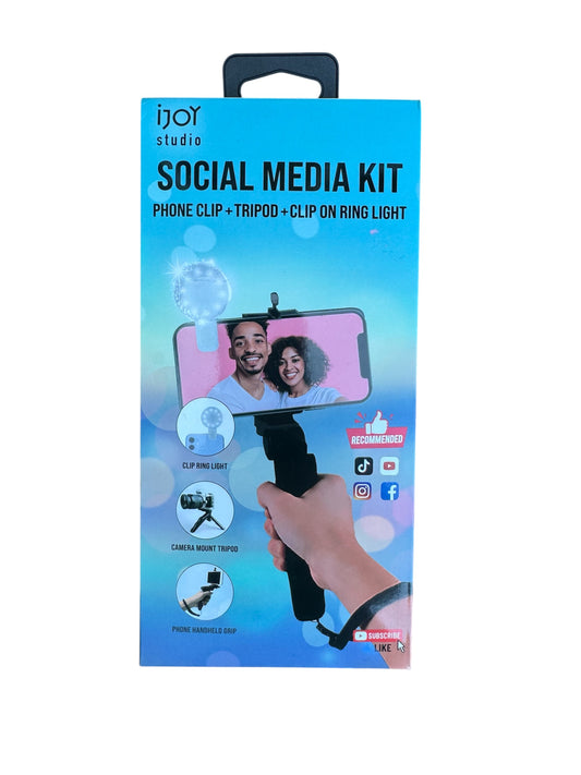 iJOY Studio Social Media Kit with Hand Grip Stabilizer, Tripod & Ring Light