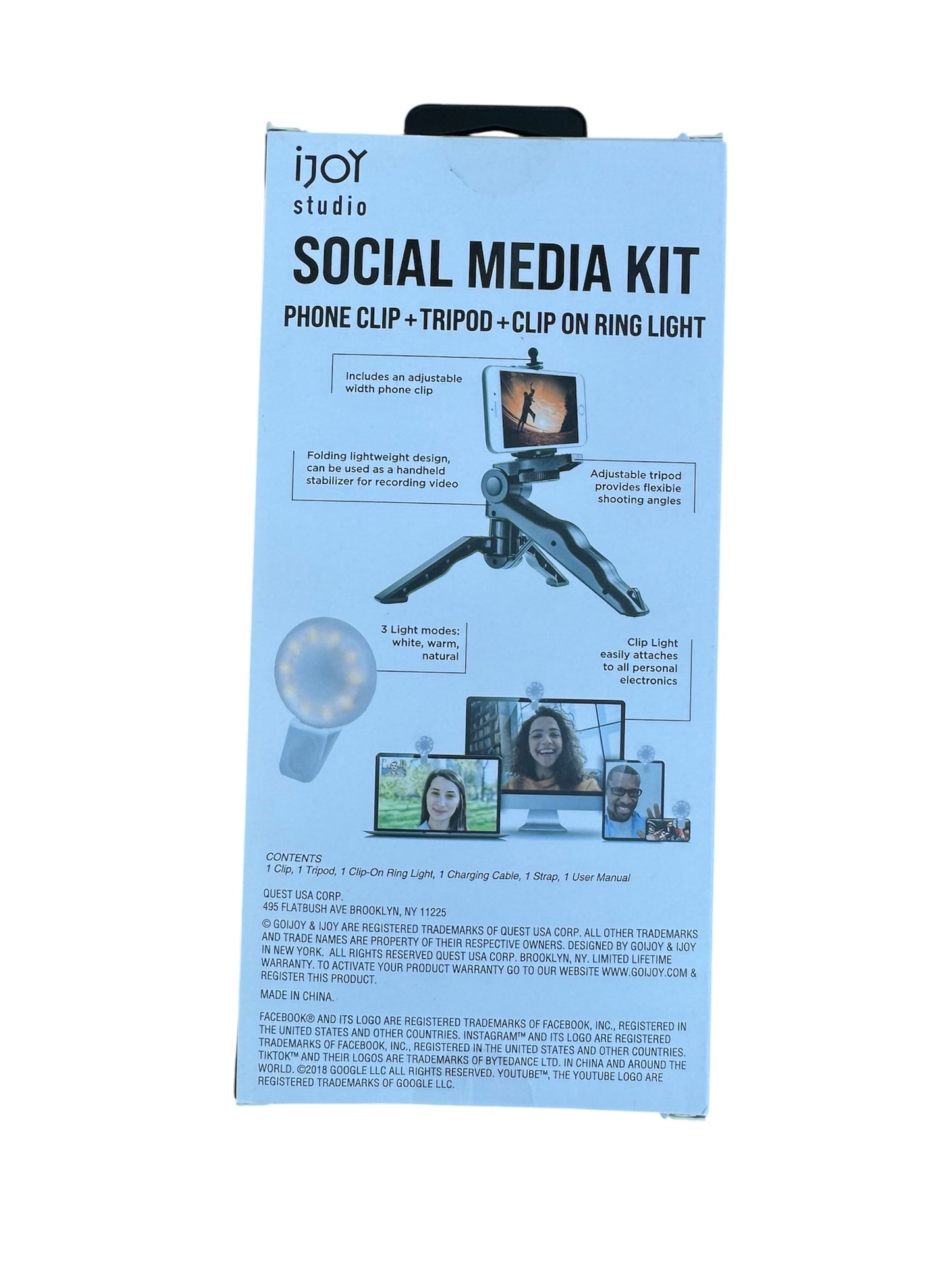 iJOY Studio Social Media Kit with Hand Grip Stabilizer, Tripod & Ring Light