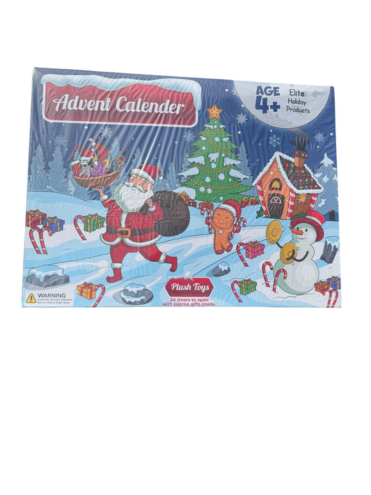 Holiday Advent Calendar with Assorted Fun Plush Toy Surprise Gifts