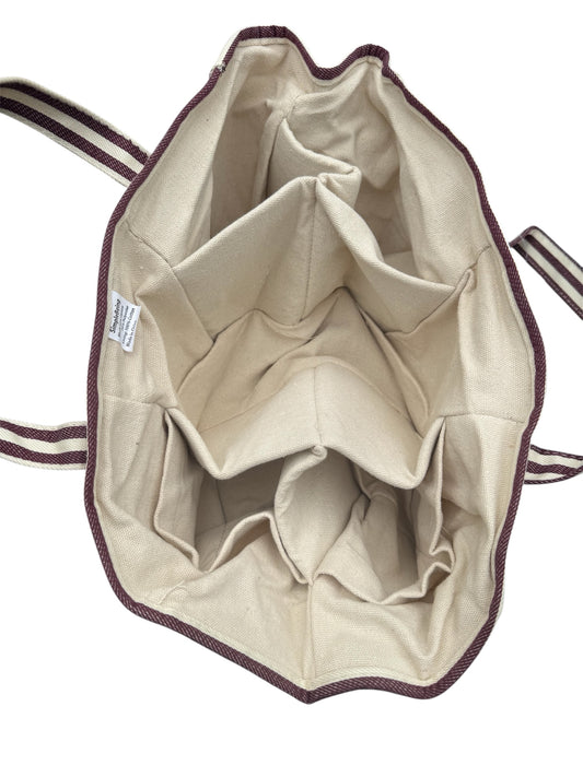 Simple Being Red Striped Large Organizer Canvas Tote Bag Caddy