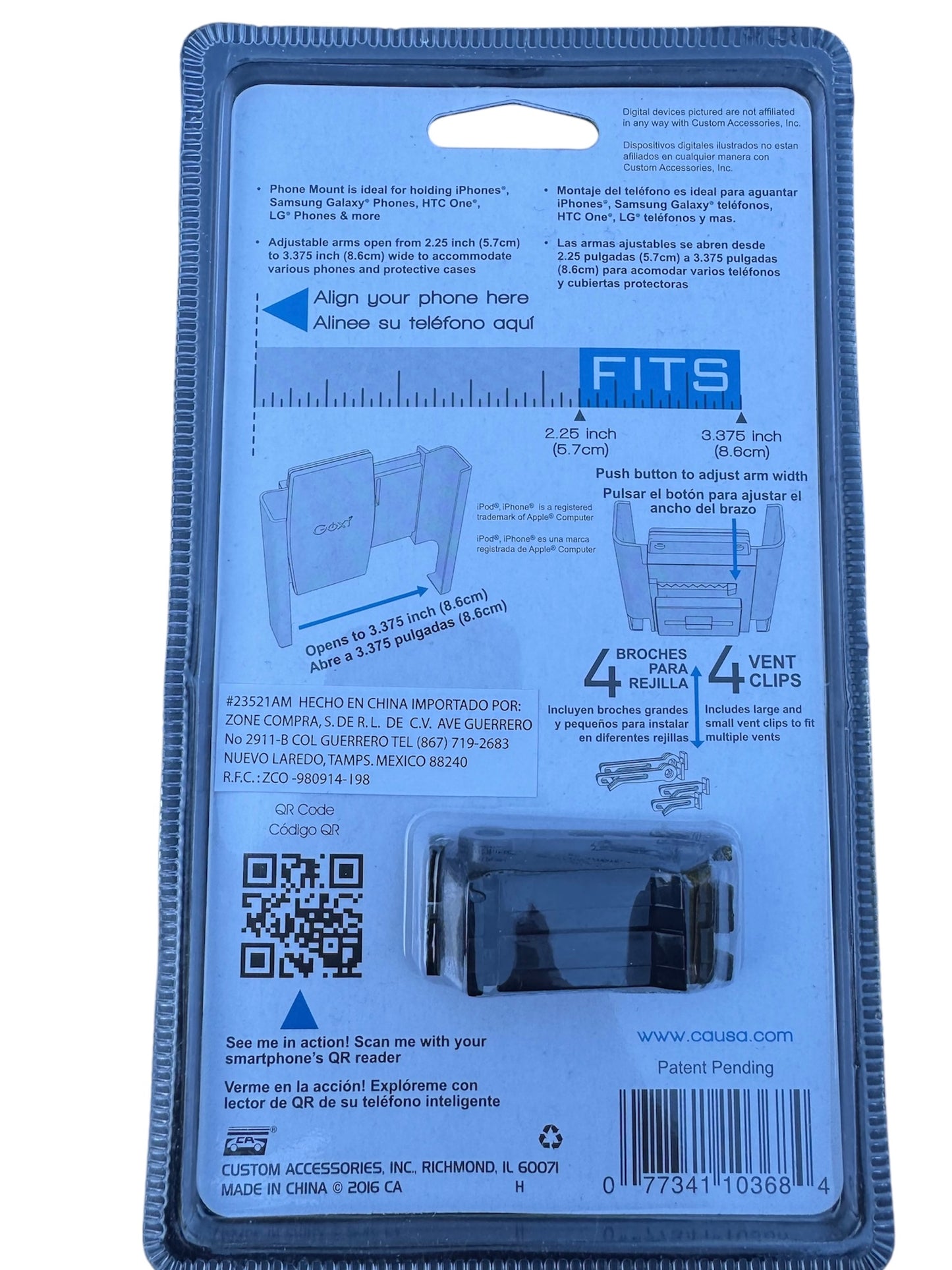 Goxt Expandable Vent Mount Cell Phone Holder Clip Strip