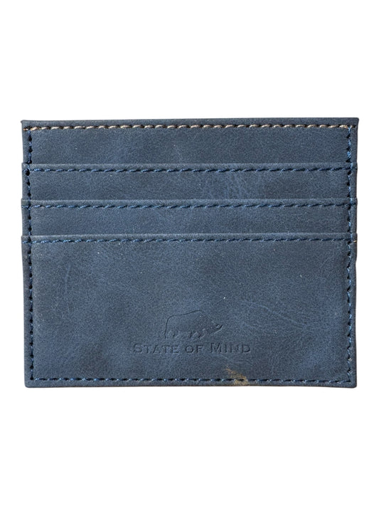 Vegan Leather Slim Fit Card Wallet In Blue