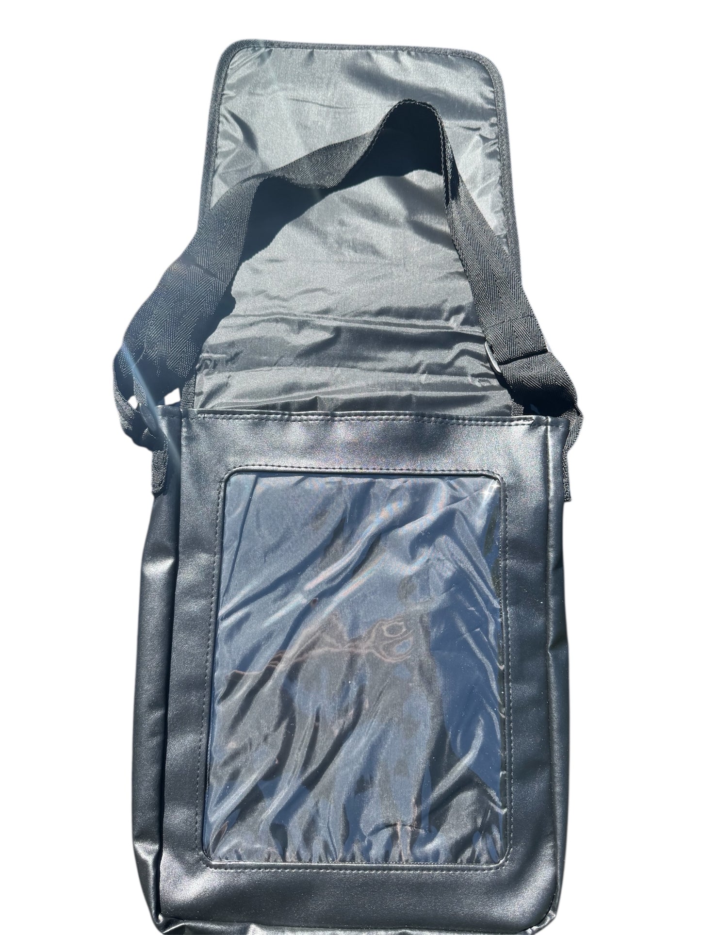 Black Messenger Bag With Tablet Viewing Window