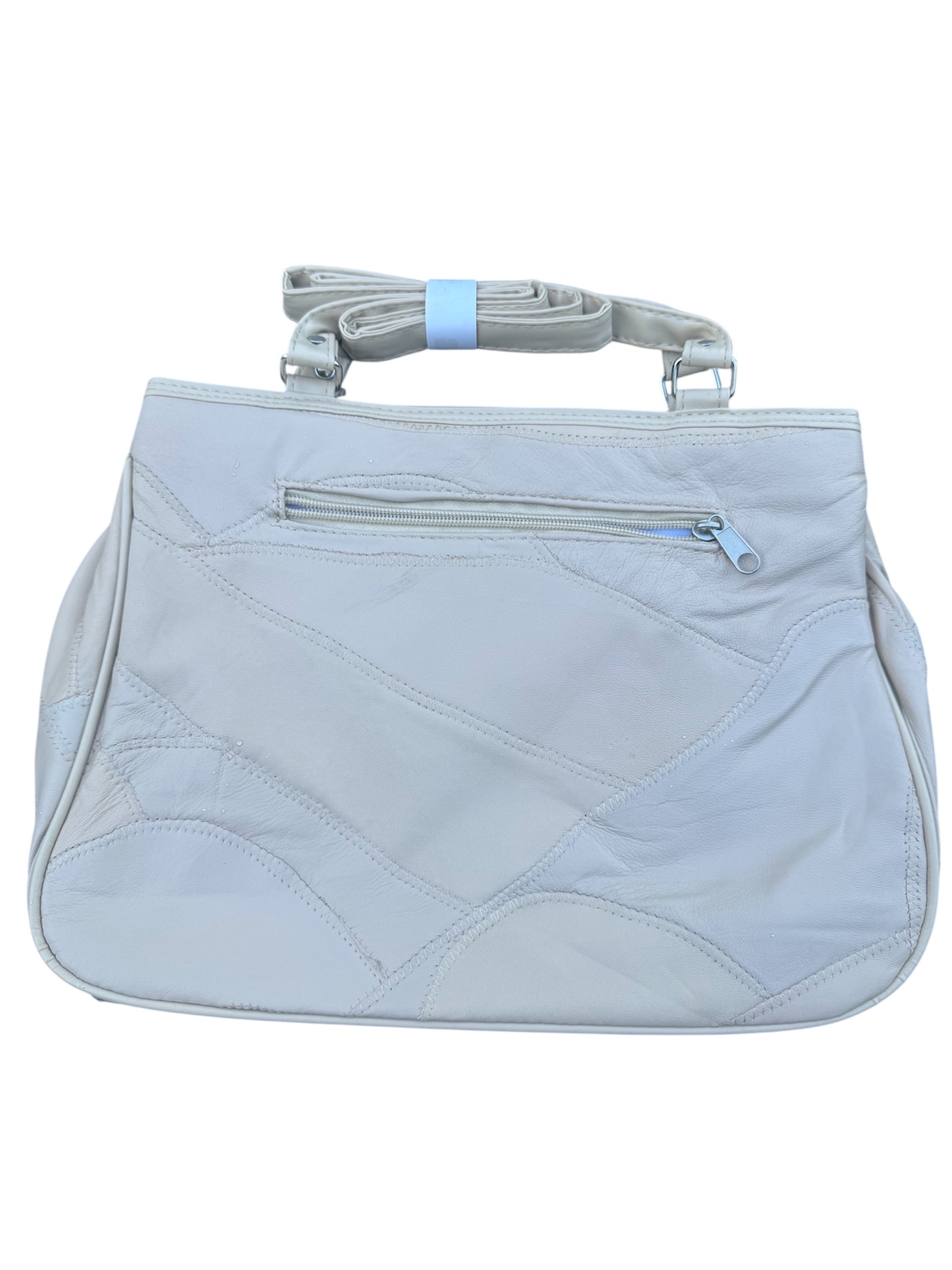 Beige Patched Leather Handbag