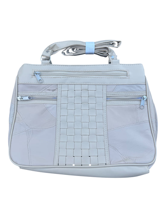 Beige Patched Leather Handbag