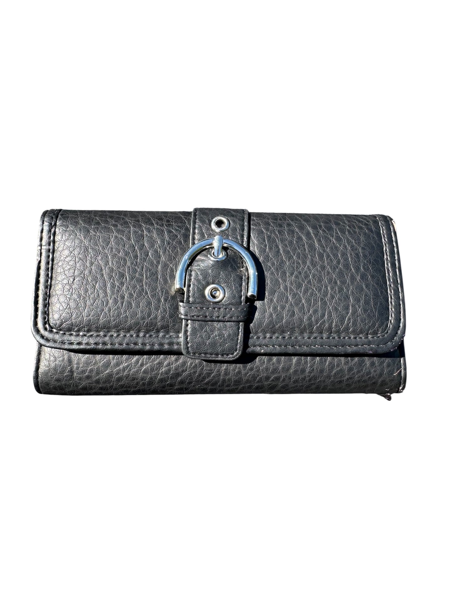 Black Flip Wallet with Silver Hardware