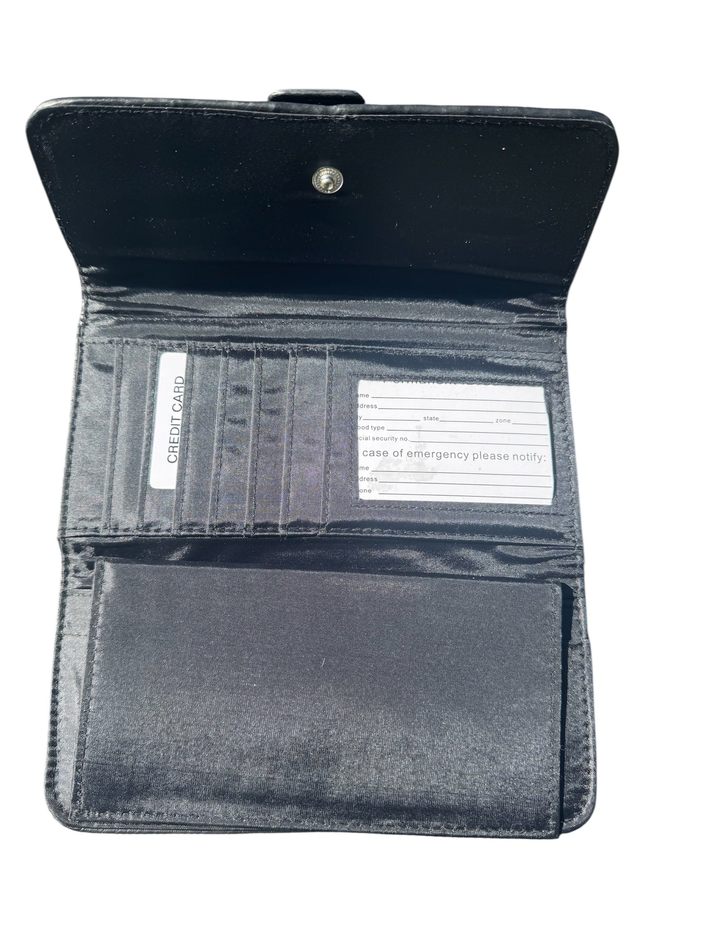 Black Flip Wallet with Silver Hardware