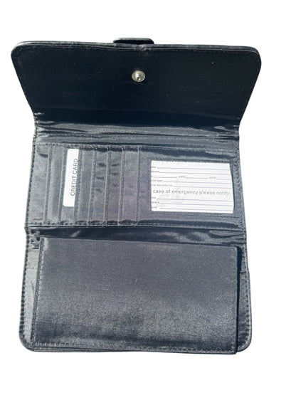 Black Flip Wallet with Silver Hardware