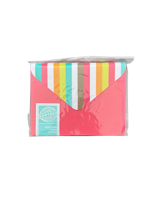 Red Note Cards W/ Striped Envelopes Clip Strip