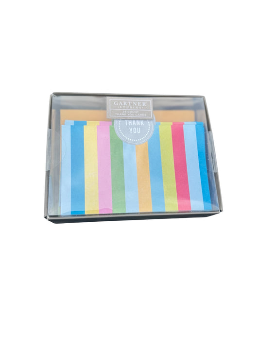 24 Striped Thank You Cards W/ Envelopes