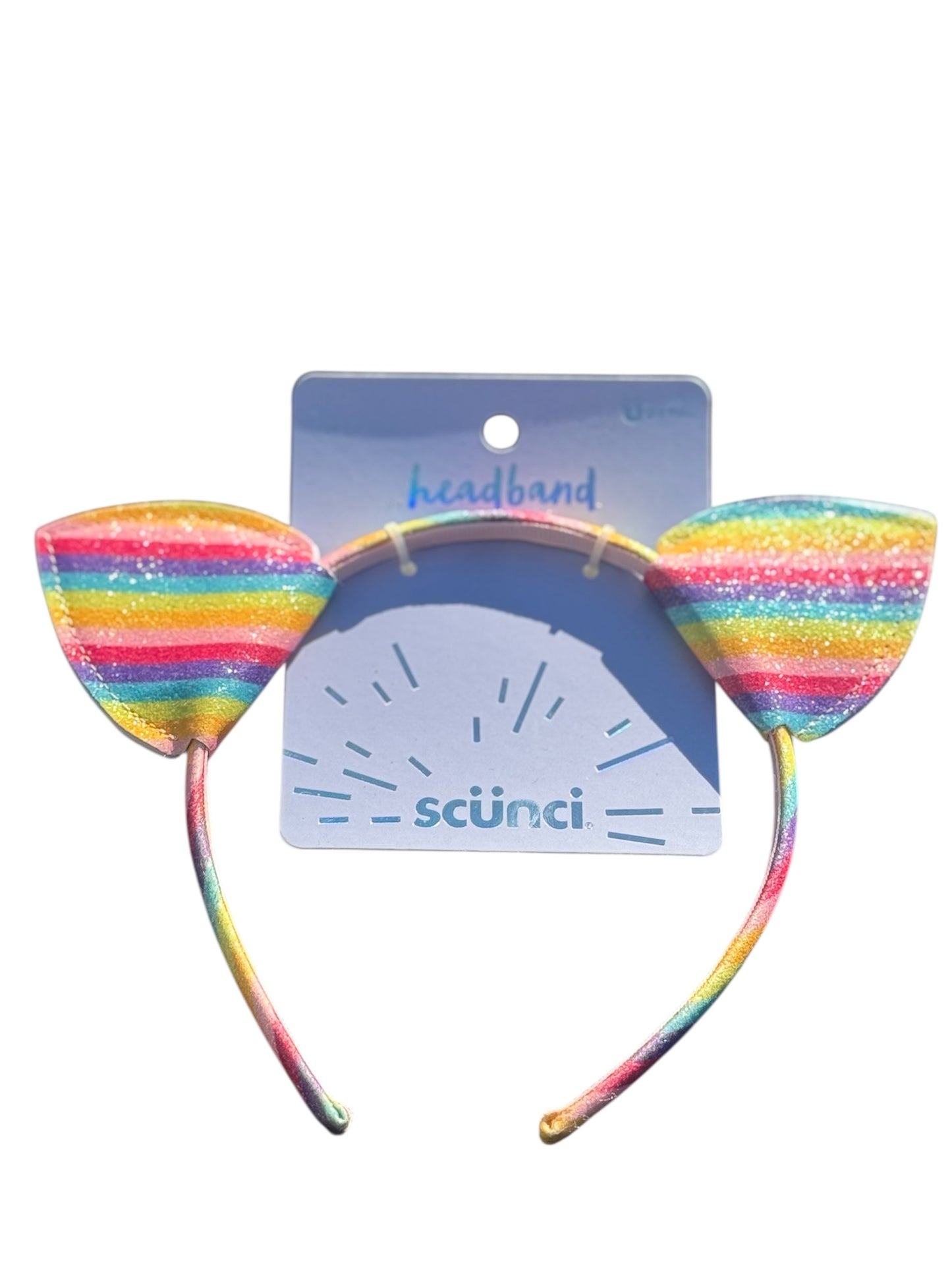Scunci Rainbow Glitter Cat Ears Headband 2-Pack