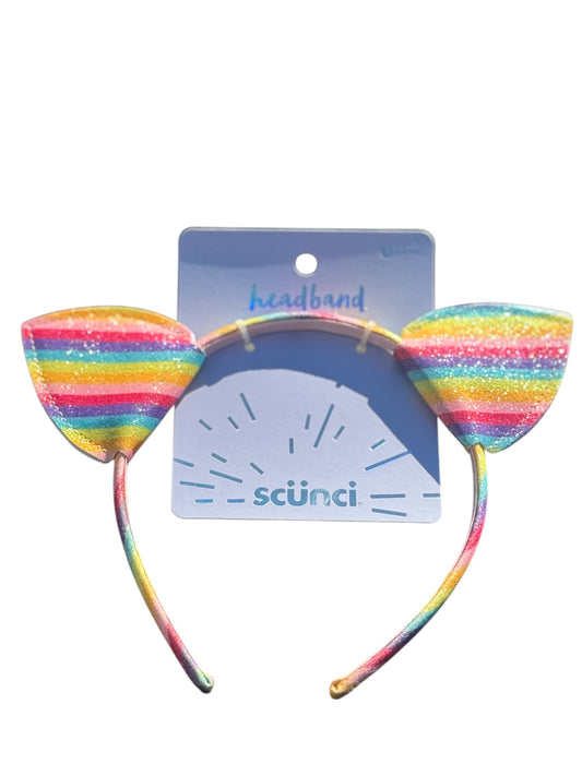 Scunci Rainbow Glitter Cat Ears Headband 2-Pack