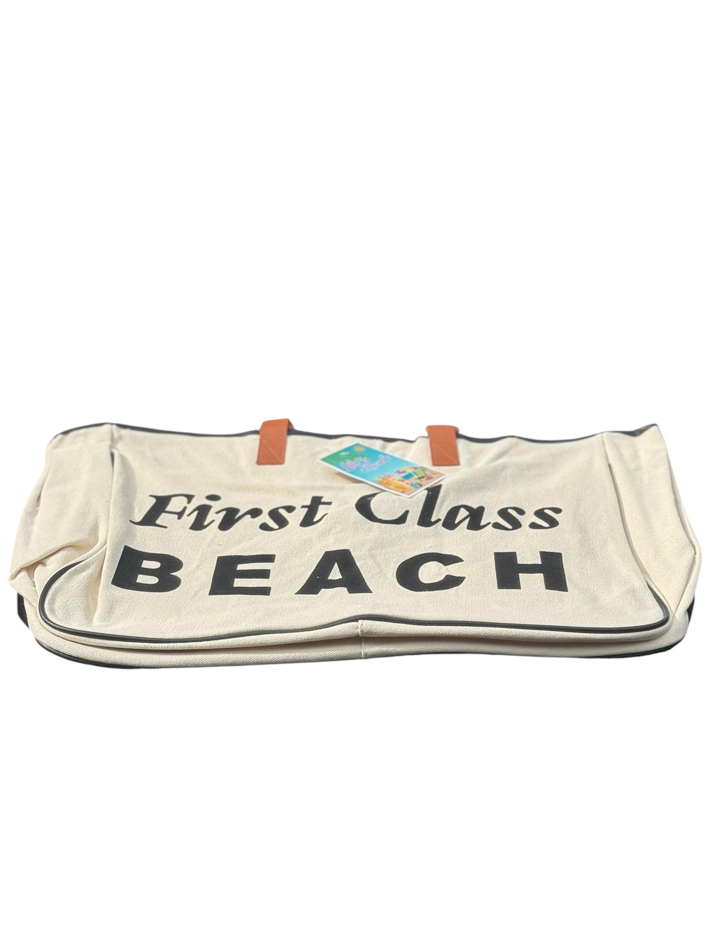 Large Canvas Beachy Tote Bag "First Class Beach" or "Beach Please"