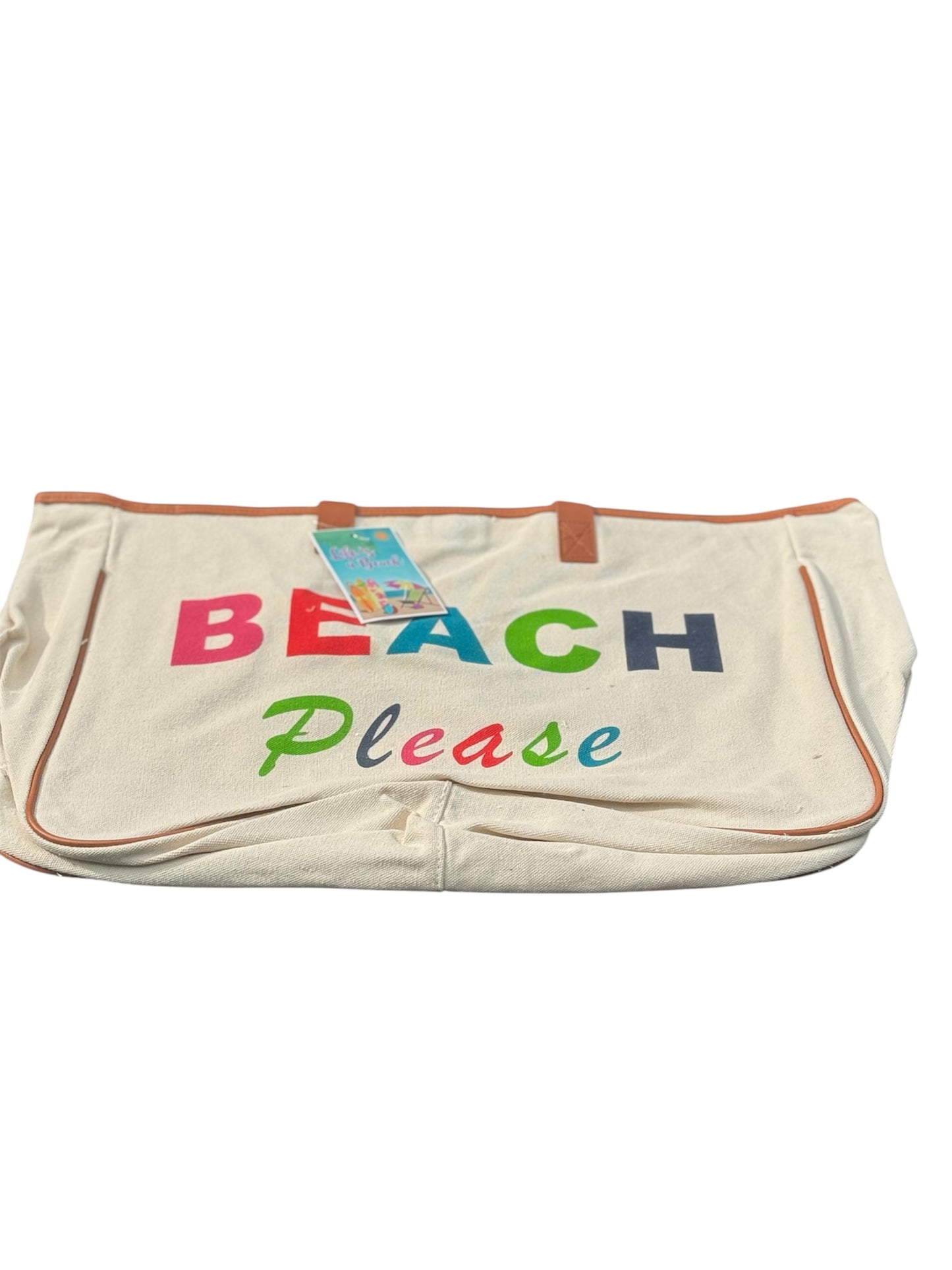 Large Canvas Beachy Tote Bag "First Class Beach" or "Beach Please"