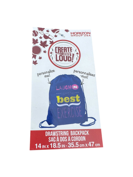 Create Out Loud Blue Drawstring Backpack 14" x 18.5"