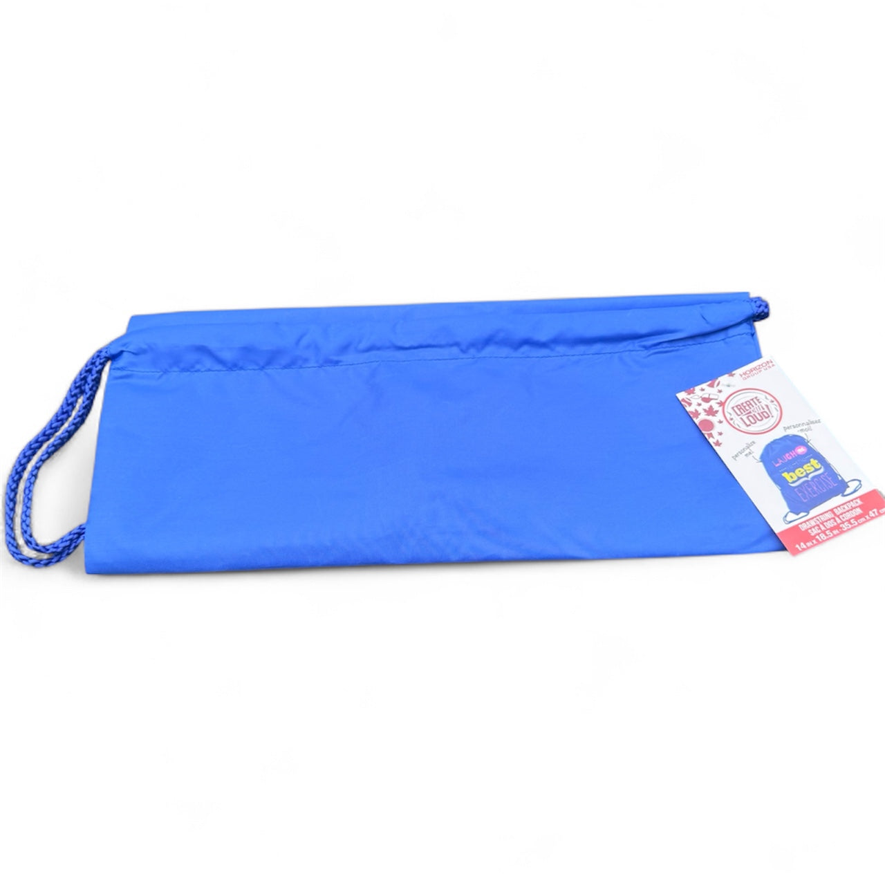 Create Out Loud Blue Drawstring Backpack 14" x 18.5"