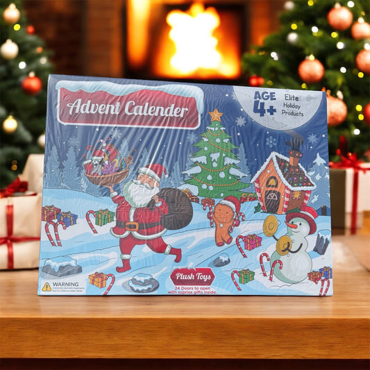 Holiday Advent Calendar With Assorted Fun Plush Toy Surprise Gifts