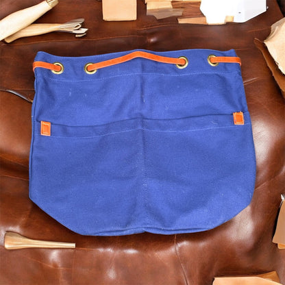 LUXE Navy Blue Canvas Bucket Backpack