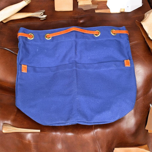 LUXE Navy Blue Canvas Bucket Backpack