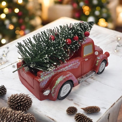 Touch Of Nature 7” LED Red Truck With Christmas Tree