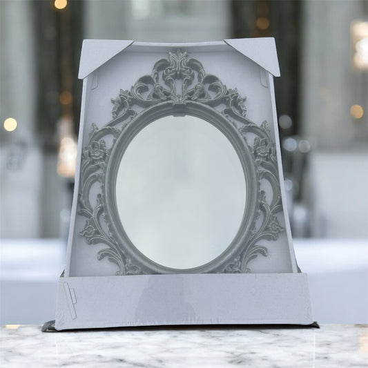 Ornate Grey Oval Home Decor Accent Mirror