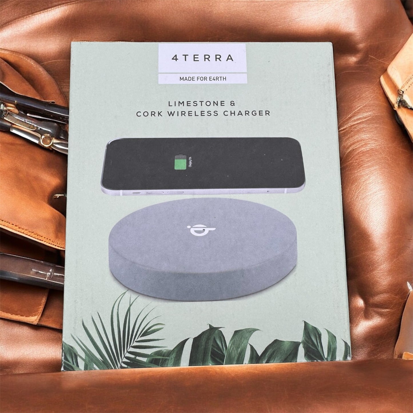 Premium iJoy 4TERRA Limestone & Cork 10W-QI Round Wireless Charging Pad