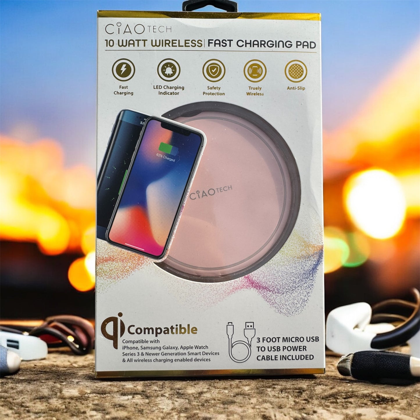 Ciao Tech 10 Watt Wireless Charging Pad in Light Pink